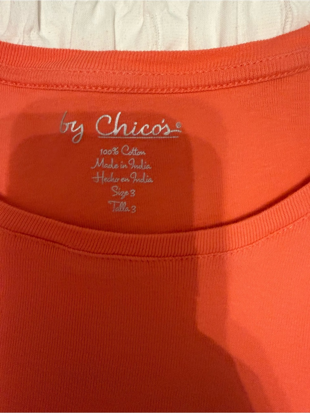 Chico's Coral-Orange Cotton Scoop Neck Tee